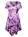 Lock and Love LL WT1063 Womens Short Sleeve All Over Tie-Dye Tunic Top XXXL White_Purple