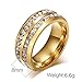 Mens Womens 8MM Titanium Stainless Steel High Polished 18K Gold Plated Channel Set Cubic Zirconia CZ Promise Engagement Band Unisex Gold Wedding Ring Comfort Fit, Size 9