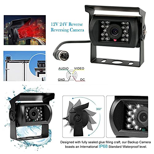 BEYI 1080P HD Backup Camera Kit - 7 Inch LCD Screen and Wired Signal Camera Stable Real Time Waterproof Night Vision for Truck, Camper, Trailer & Utility (12V-24V) with 15m Cable