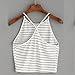 MALLOOM Women Striped Sleeveless Crop Tops Vest Halter Tank Blouse T-Shirt (White, M)