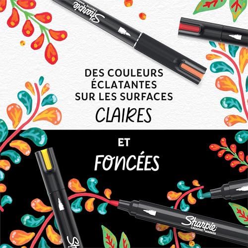 Marqueurs Créatifs feutres acrylique | Pointe pinceau | Feutres de coloriage adulte à base d’eau idéal pour coloriage mystère, scrapbooking, dessiner, etc. | Lilas | Lot de 6