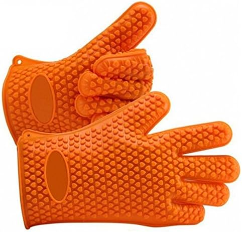 Silicone BBQ Gloves Heat Resistant Gloves Kitchen Bakeware Oven Mitts Pot Holders Silicone Cooking BBQ Pot Holder Mitt Grill Gloves by Jeffirm
