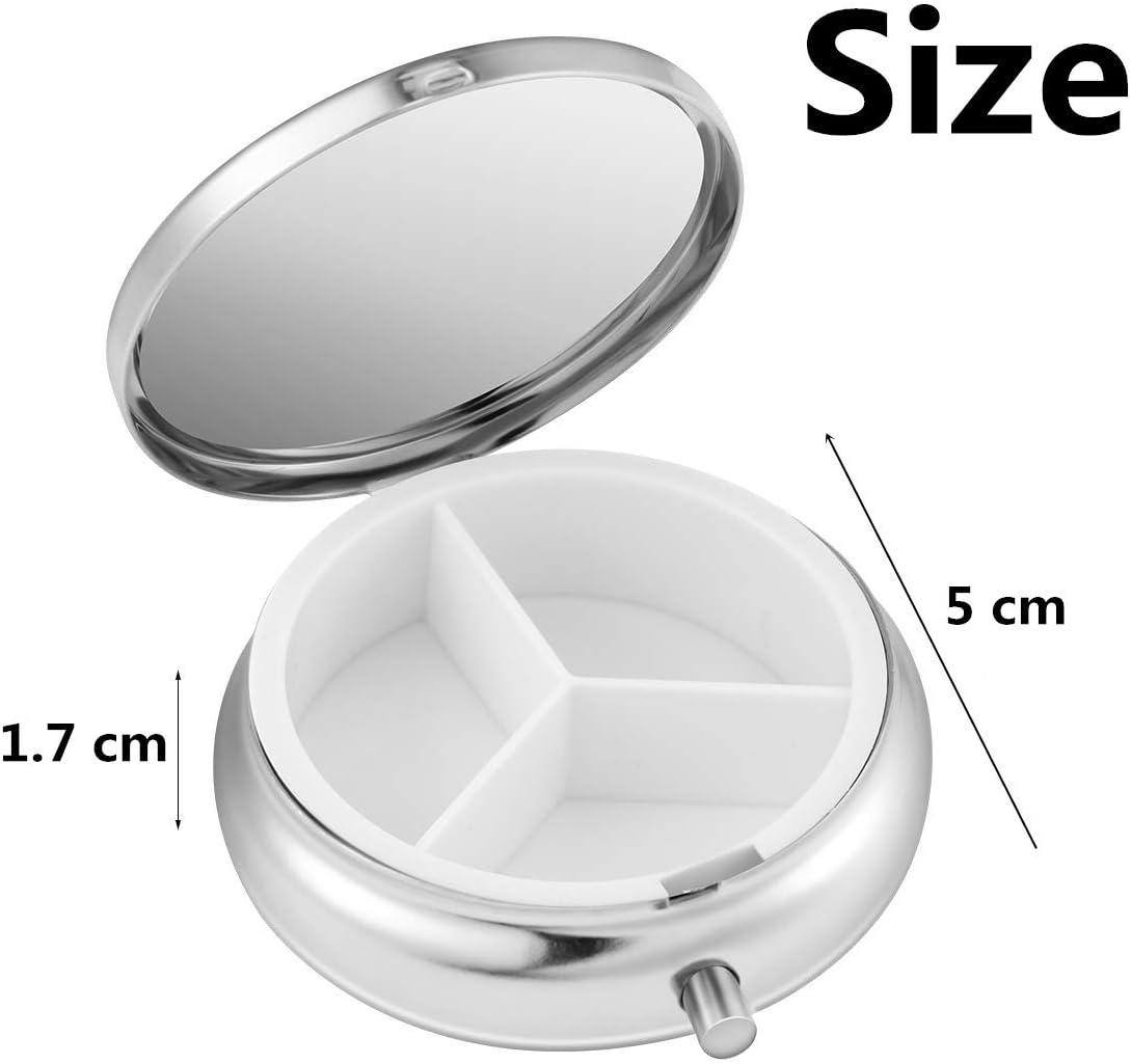 2 Pack of Pill Boxes Medicine Box Round Metal Pill Box for Medicine
