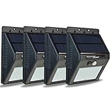 VOLADOR Solar Outdoor Garden Lights,4 Pack 20 LEDs Solar Motion Light for Outdoor Wall Garden Lamp Patio Deck Yard Home Driveway Stairs With 2200mAh Battery Auto On/Off (Black)