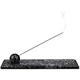 HESHIBI Marble Incense Holder Tray Incense Burner Modern Minimalist Home Deco and Desk Incense Holder for Sticks (Grey Black)