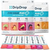 DripDrop Hydration Zero Sugar Plus Electrolyte Packets, Bundle, 32 Ct | Raspberry Lemonade, Watermelon, Tangerine, Tropical Punch, Strawberry Kiwi, Peach, Cherry Limeade, Wild Berry; Sugar Free