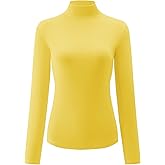 Kindcall Womens Slim Fitted Mock Turtleneck Tops Long Sleeve Lightweight Base Layer Shirts