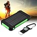 FLOUREON 10,000mAh Solar Power Bank Portable Solar Phone Charger with LED Flashlight Dual 2.1A USB Max Waterproof Portable Cell Phone Power Bank for iPhone Android iPod ipad (Green)