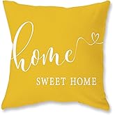 ONWAY Outdoor Throw Pillow Covers 18x18 Inch Waterproof Home Sweet Home Patio Forniture Cushion Case for Sofa Couch Yellow