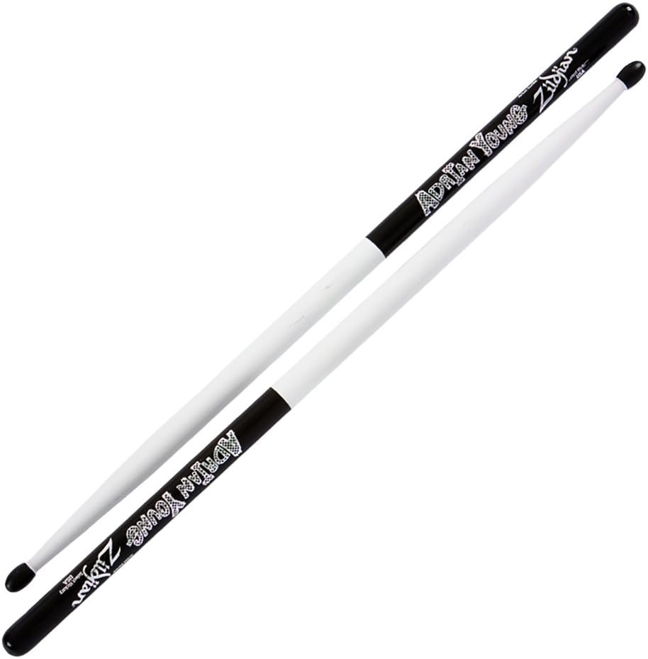 Zildjian Artist Series Hickory Drumsticks - Adrian Young - Nylon Tip - Black & White