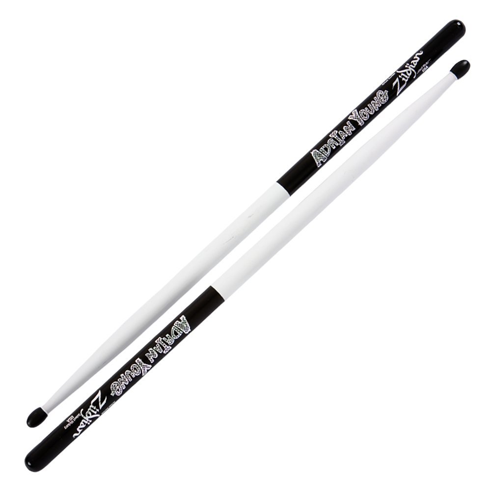 Zildjian Artist Series Hickory Drumsticks - Adrian Young - Nylon Tip - Black & White