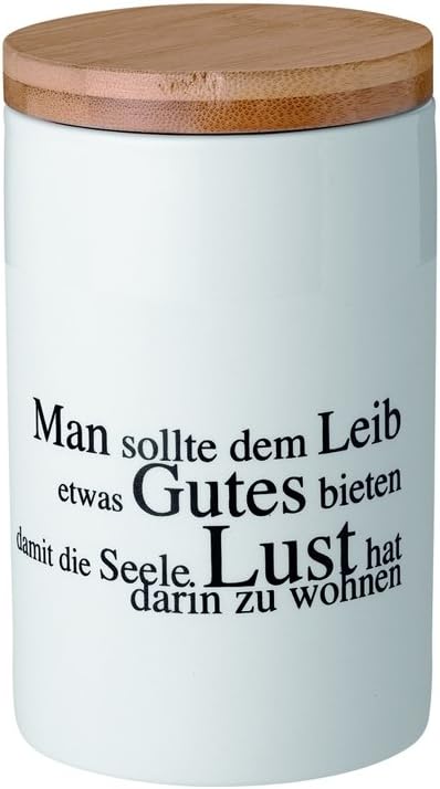 Porcelain Container "Man sollte dem Leib..." "One Should Give the Body..." Design German Text