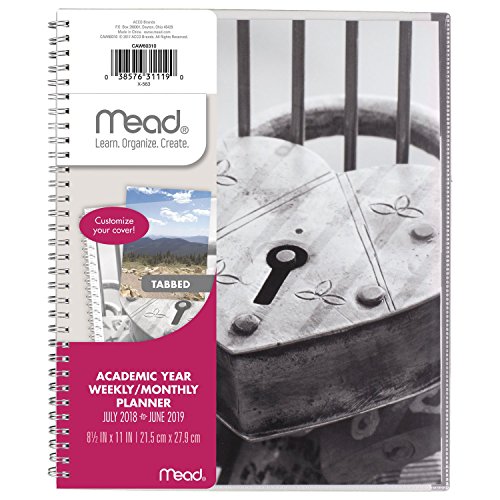 Mead 2018-2019 Academic Year Weekly & Monthly Planner, Large, 8-1/2 x 11, Customizable, Snap Shot, Design Will Vary (CAW60310)