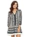 Floerns Women's Boho V Neck Vintage Print Dress Black L