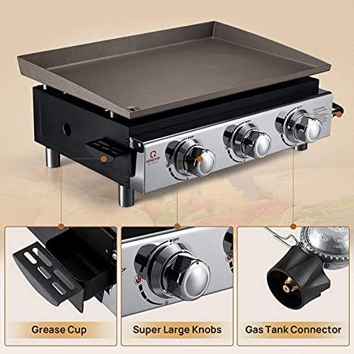 OT QOMOTOP 23 Inch Gas Griddle, Flat Top Gas Grill, 3 Adjustable