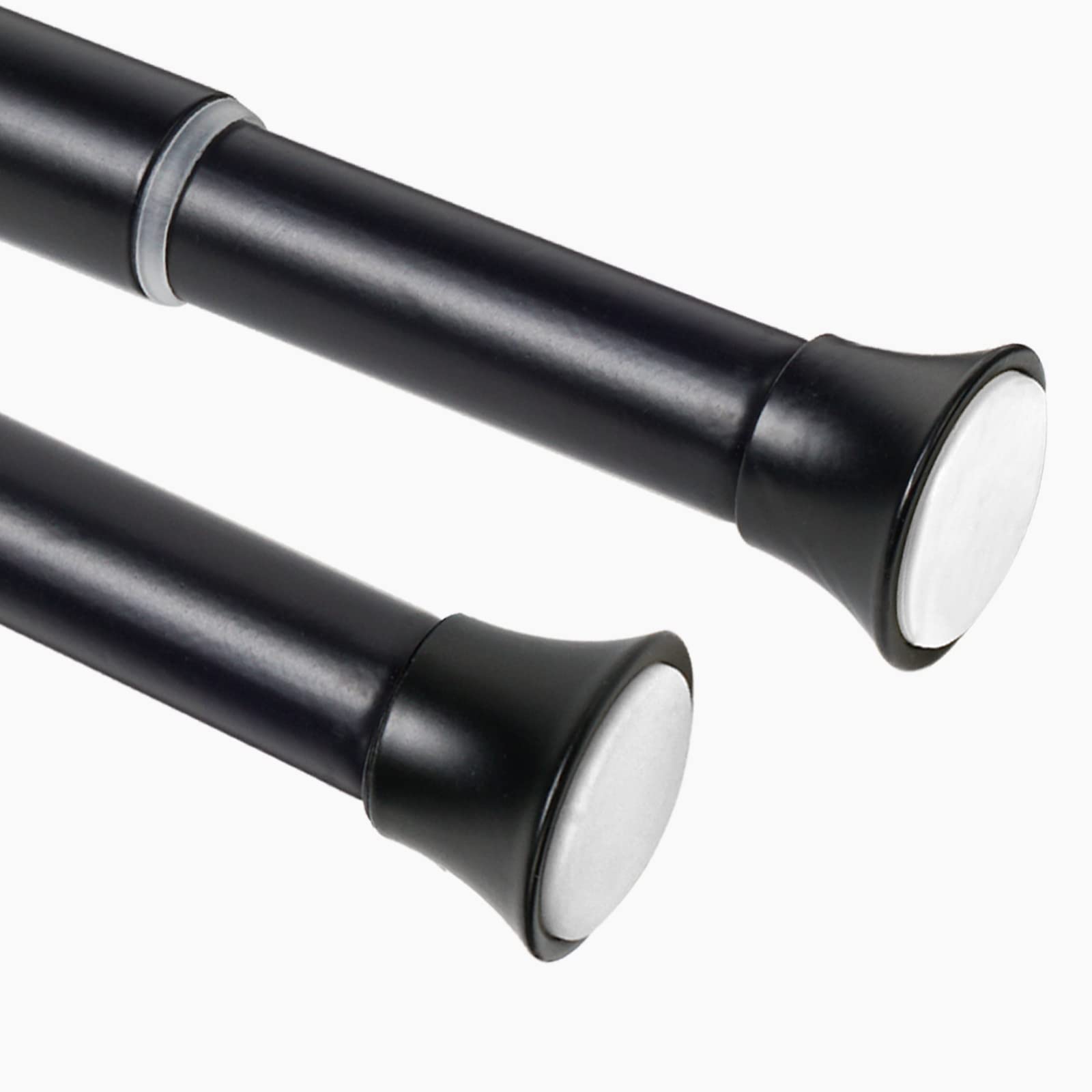 Bicolic Shower Curtain Tension Rod, Extendable Shower Pole, No Drill Adjustable Telescopic Curtain Rail, 110-200cm/43.3-78.7Inch, Black