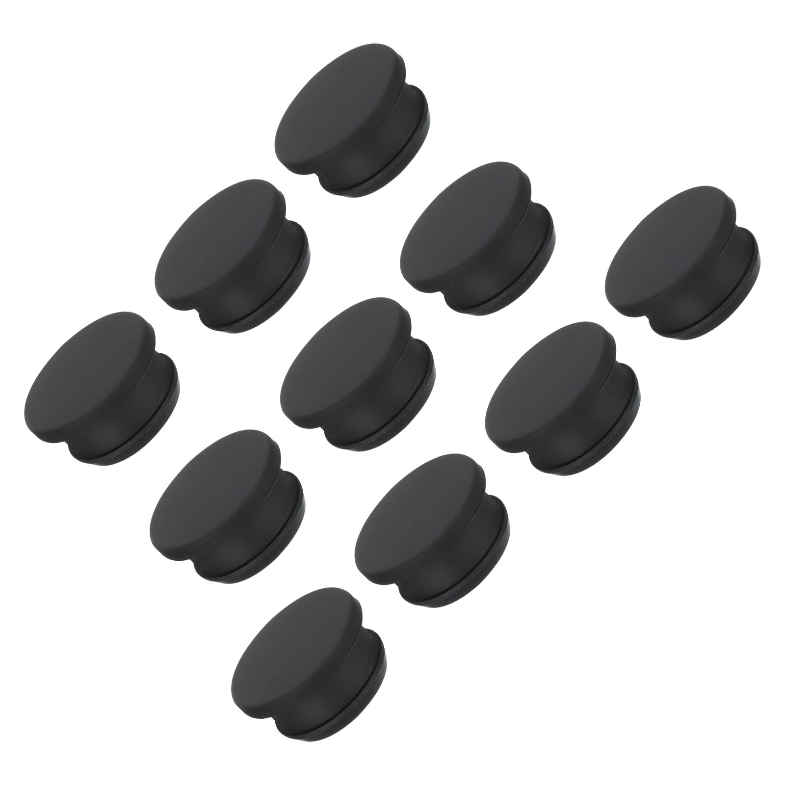 TOP-VIGOR 10Pcs Silicone Snap in Locking Hole Plugs, 26mm Diameter Hole Stoppers, Rubber Panel Seal Cover Flush Type Panel Round for Kitchen Rubber Bulkheads Waterproof Sealing Plugs, Black