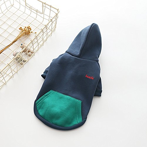 Moolecole Zip-up Hoodie Pet Costume Dog Hoodies Clothes Outfit Funny Pet Hooded Apperal for French Bulldog and Pug Dark Blue L
