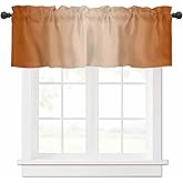 Burnt Orange Ombre Valance Curtains for Kitchen Window Above Sink 54x18 Inch,Solid Color Gradient Modern Art Rod Pocket Short Curtain for Living Room Abstract Valances for Windows/Bathroom/Bedroom