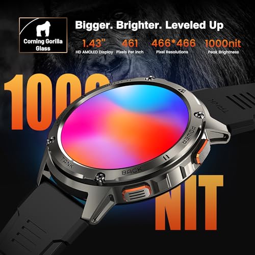 KOSPET Reloj Inteligente Hombre, 1.43" AMOLED HD Display, 5ATM Impermeable, Smartwatch con Llamadas Bluetooth y Whatsapp Notificación, Cuerpo Metálico de Acero Inoxidable (Android/iOS)