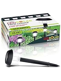 Solario Garden Decor Solar Powered Stake Lights- Pack of 6- Decorative Classic Lamps- Highest Lumen LED Brighter than Standard- Superior Monocrystalline Panel (Black)