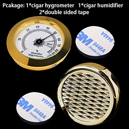 Cigar Hygrometer - Cigar Humidifier - Precision Round Adjustable Point Hygrometer - for Tobacco Moisturizing and Increased Humidity - Suitable for Cigar Box/Cigar Cabinet-Gold - Thumbnail 3