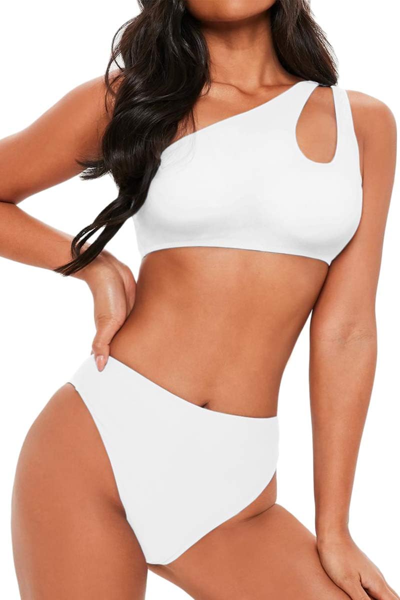 Women's Bikini Set Cutout One Shoulder High Waist Two Piece Swimsuit