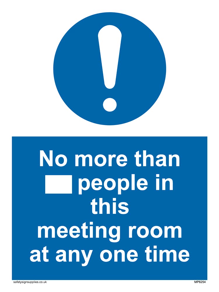 Pack of five - No more than xxx people in this meeting room at any one time Sign - 150x200mm - A5P