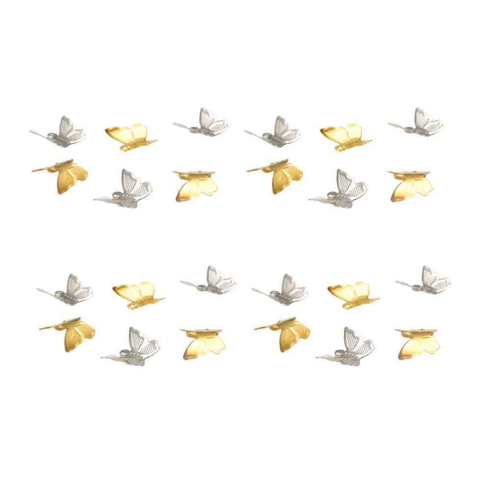HEALLILY 200pcs Butterfly Pendants Charms Small Mini Brass Butterfly Insect Charm Metal Pendant Supplies craft Jewelry Making Findings (Mixed Color)