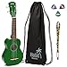 Hola! Music HM-21GN Soprano Ukulele Bundle with Canvas Tote Bag, Strap and Picks, Color Series, Green
