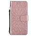 A-slim iPhone X Wallet Case, (TM) Sun Pattern Embossed PU Leather Magnetic Flip Cover Card Holders & Hand Strap Wallet Purse Case for iPhone X 2017 - Rose Gold