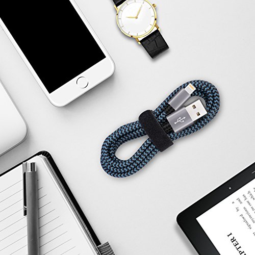 iPhone Charger Atill Lightning Cable 3Pack 3ft Nylon Braided USB Charging Cable Cord Compatible with iPhone X/8/8 Plus/7/7 Plus/6/6s Plus/SE/5/5s/5c, iPad, iPod and More (Blue)