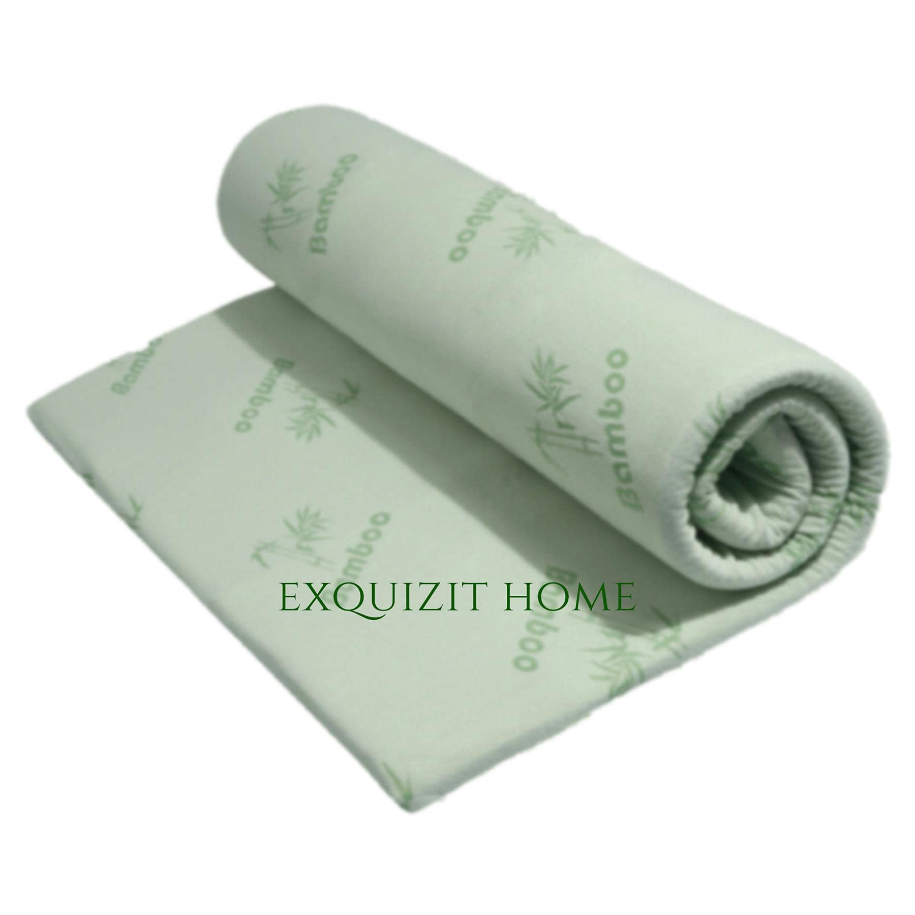 EXQUIZIT HOMEยฎ Bamboo Memory Foam Mattress Topper โ 4cm Orthopaedic Bed Topper with Cooling Bamboo Zip Cover | Hypoallergenic Antibacterial Pressure Relief Mattress Enhancer (135ร190cm Approx)