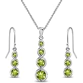 Jewelry Sets for Women, Necklace & Earring Sets for Women, Birthstone Jewelry, Genuine Synthetic Gem, Infinity Journey Set, Pendant Necklace, Dangle Earrings, Sterling Silver Necklace, Silver Earrings