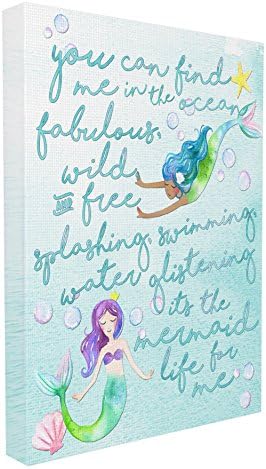 Stupell Industries Mermaid Life for Me Painting Canvas Wall Art, 16x20, Design by Artist Erica Billups