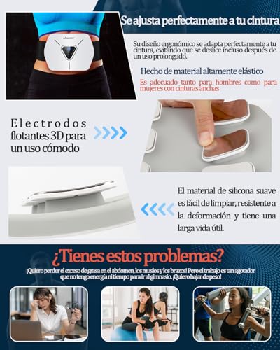 KANGLANKAN EMS Abdominal Electrostimulator Training Belt for Men and Women 8 Modes and 30 Intensities Abdominal Muscle Stimulator for Home Office and Gym