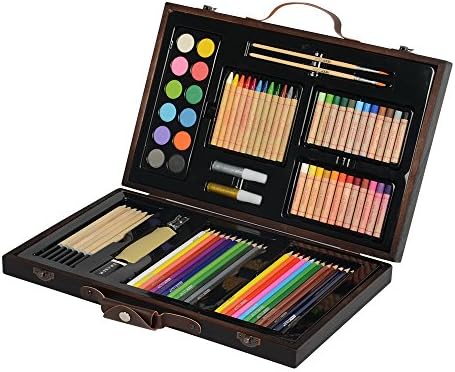 KIDDYCOLOR Portable Art Set - Kid's Wood Art Case (86 Piece)