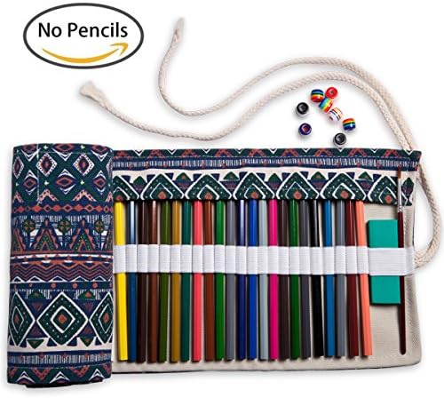 Artify 48 Colored Pencil Roll Up Canvas Wrap Pouch Holder Case| Anti-Pilling Design and Thick Canvas| Environmental-Friendly Material (Pencils are not Included)