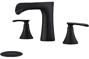 JAKARDA Two Handle 8inch Waterfall Bathroom Faucet Black, Waterfall Faucet, Widespread Bathroom Faucet, Matte Black