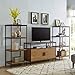 Entertainment Center TV Media Stand by Aaron Furniture Designs | with Two Doors and Storage Shelves | Sturdy | Easy Assembly | Brown Oak Wood Look Accent Furniture with Metal Frame
