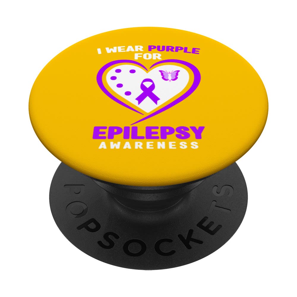 Epilepsy T-Shirt - I Wear purple For Epilepsy Awareness PopSockets Swappable PopGrip