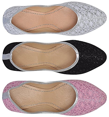 rgk's women's black, white and pink combo of 3 bellies