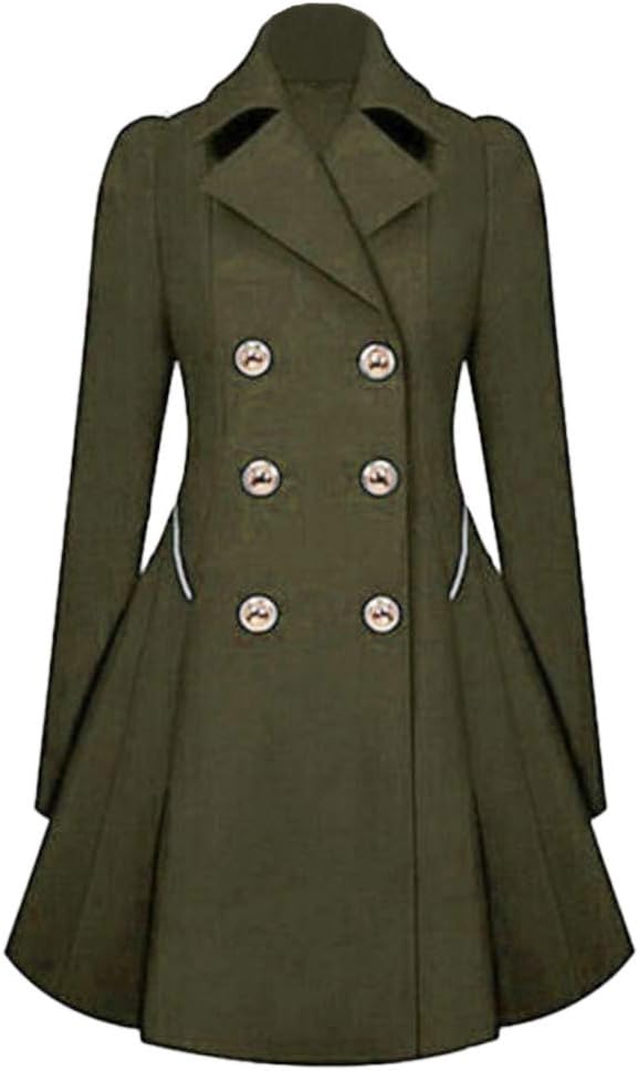 LEXUPE Women Autumn Winter Warm Comfortable Coat Casual Fashion Jacket Women Woolen Coat Trench Parka Jacket Belt Overcoat Outwear