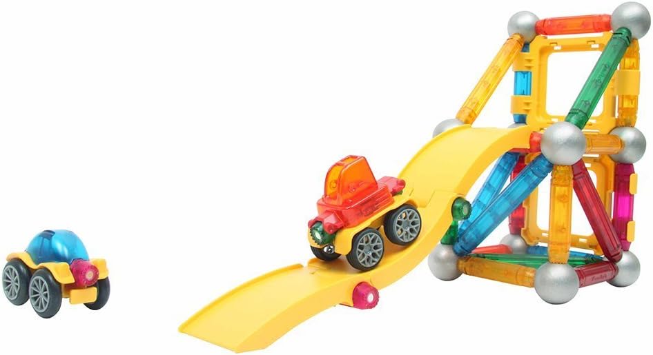 ClickBlock X-Bar Premium Magnetic Construction Toy-Stunt Racer Set, 49 Piece