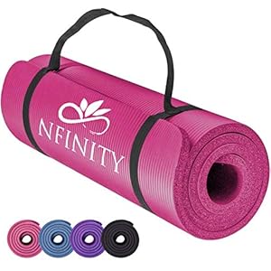 RMK Yoga Mat NBR Exercise Fitness Foam Extra Thick Non-Slip Large Padded High Density for Pilates gymnastics stretching Fitness & Workout with Free Carry Strap.