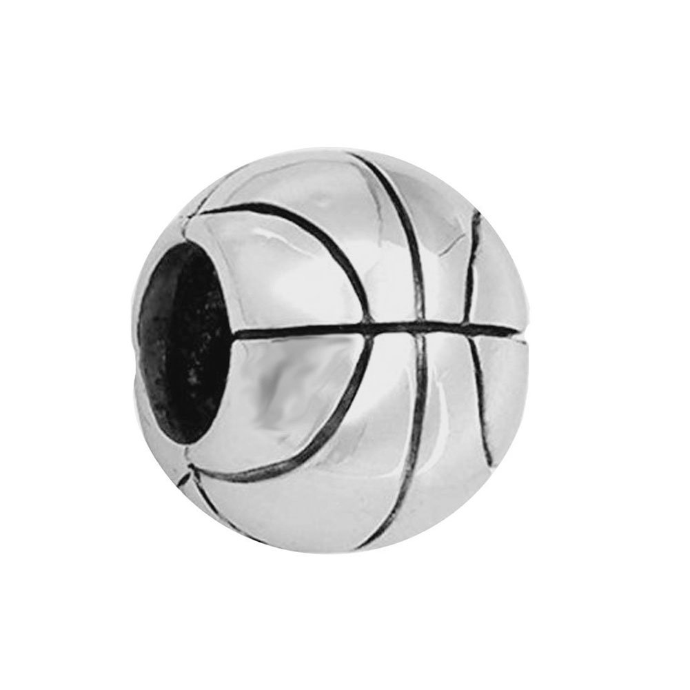 Basketball Charm 925 Sterling Silver Sport Charm Birthday Charm for Pandora Charm Bracelet (Basketball)