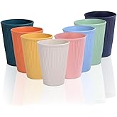 ZJMONE Plastic Drinking Cups 8 Pcs Tumblers Colorful 12 oz Drinking Glasses for Water Juice Cocktail Portable Camping Bathroom Mouthwash Dishwasher Safe