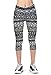 Women's Active Workout Capri Leggings Shorts Stretchy Tights(Black Stripe,M)