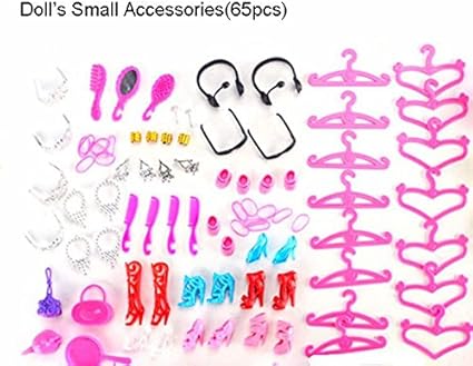 iDream 100pcs Doll Accessories Shoes Bag Mirror Hanger Comb Bracelet for Dolls Toys Child Gifts