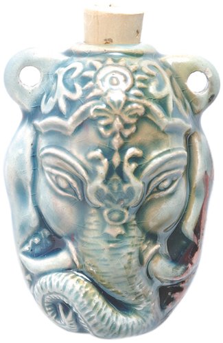 Peruvian Hand Crafted Ceramic Raku Glazed Ganesh Bottle Pendant